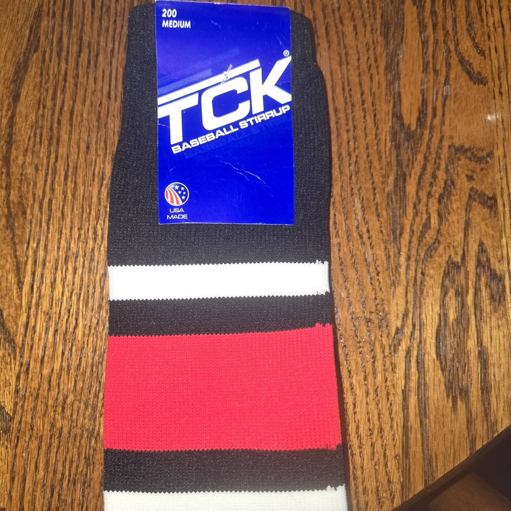 TC Men's Black and Red Baseball Stirrup Socks #57
